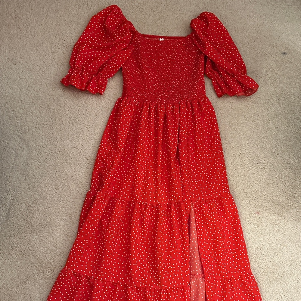 Red-orange Polka Dot Dress